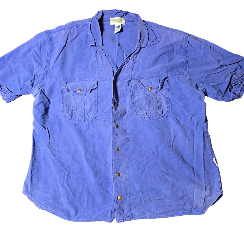 Honey-Komb Breathe 100% Cotton Ezze Wear Purple Blue Snap Up Short Sleeve Pocket